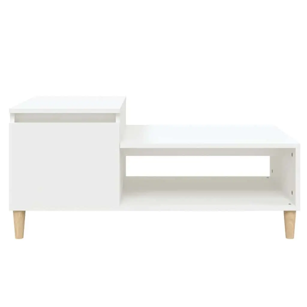 Coffee Table Engineered Wood 100 x 50 x 45 cm White Storage Compartment Shelf