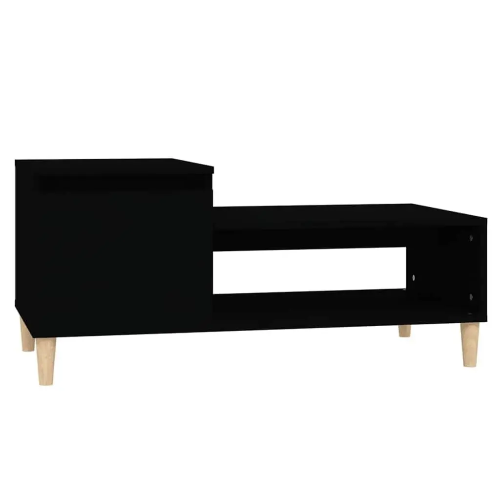 Coffee Table Black Storage Compartment Shelf Living Room Accent Furniture