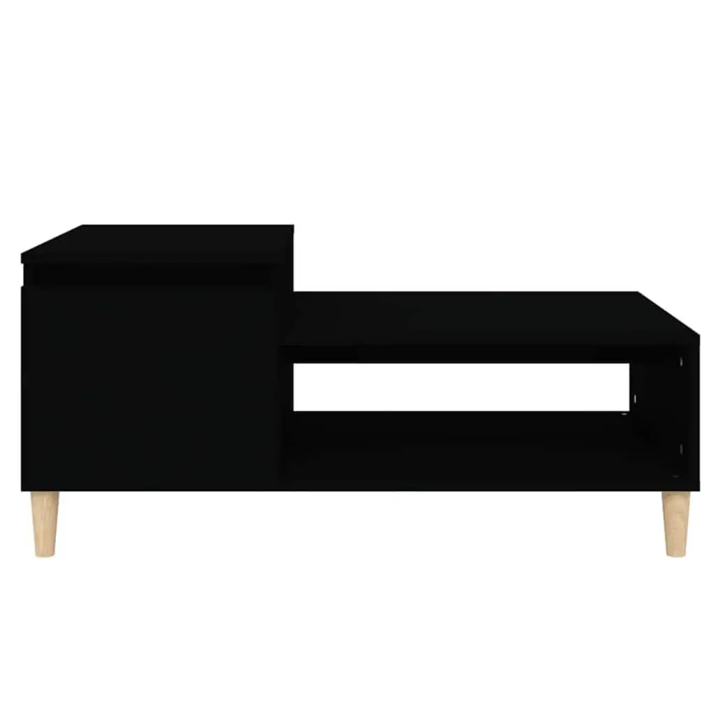 Coffee Table Black Storage Compartment Shelf Living Room Accent Furniture