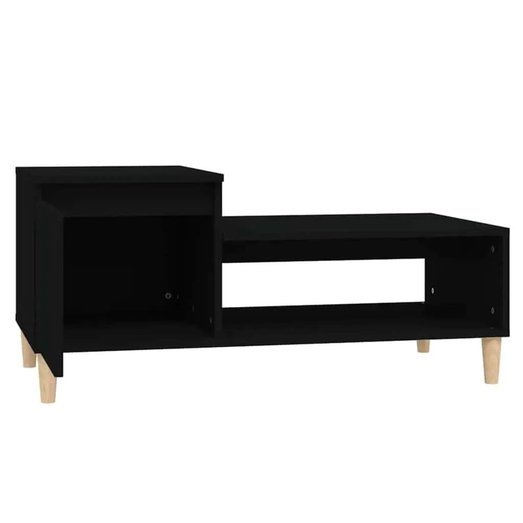 Coffee Table Black Storage Compartment Shelf Living Room Accent Furniture