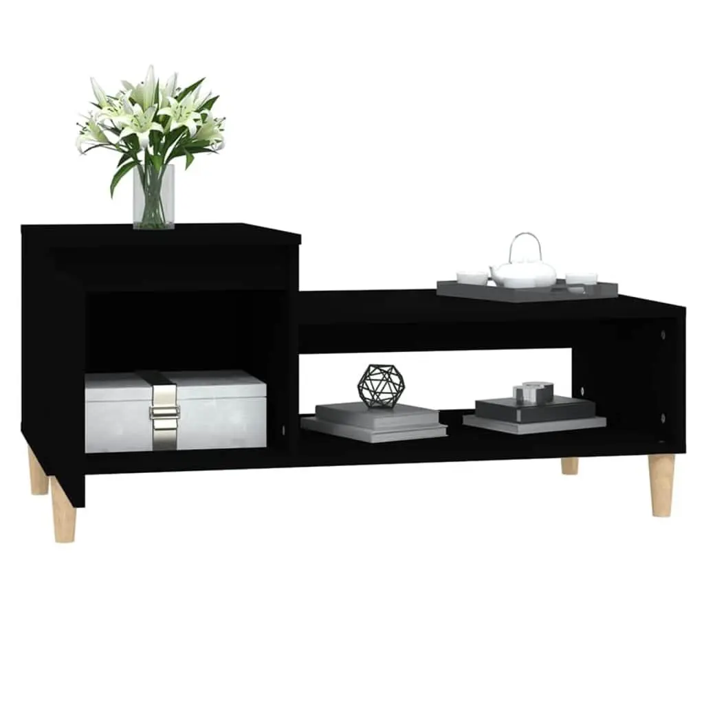 Coffee Table Black Storage Compartment Shelf Living Room Accent Furniture