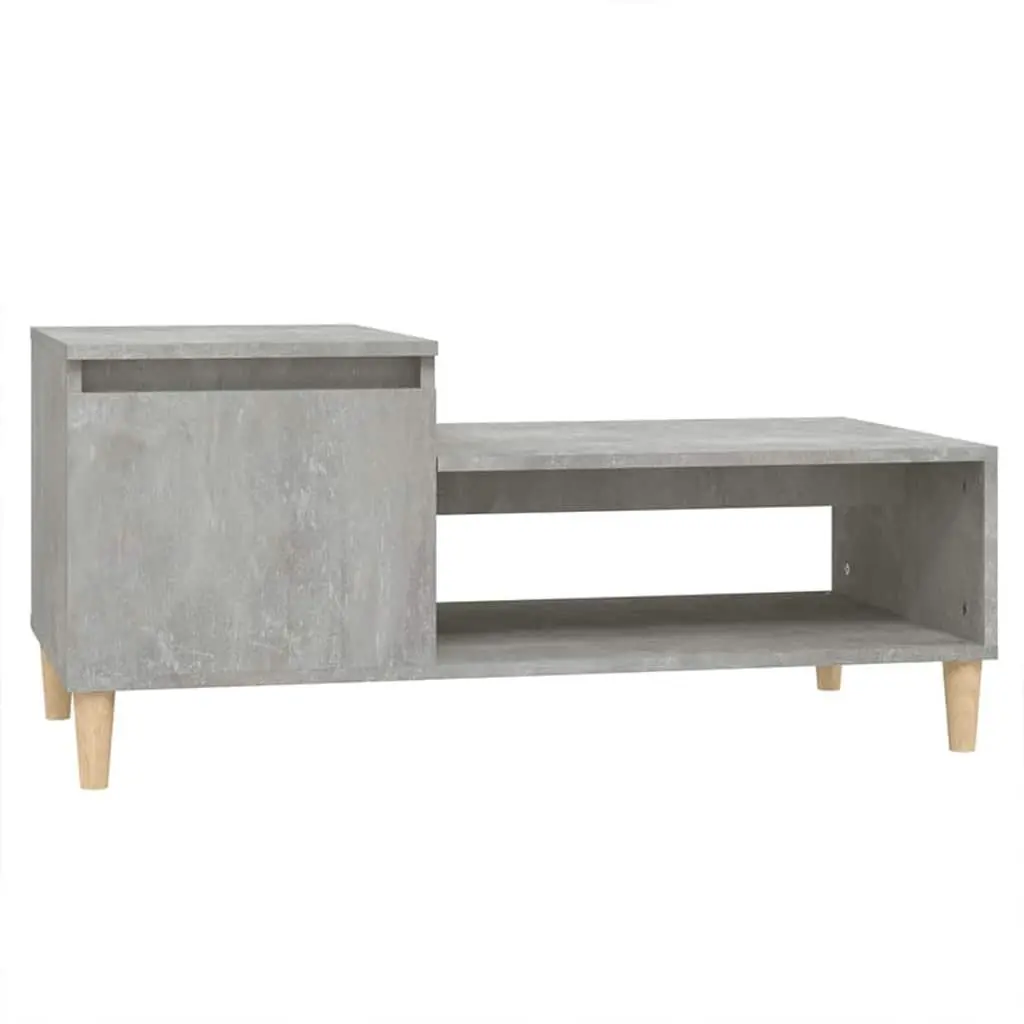 Coffee Table Engineered Wood Grey 100L x 50W x 45H cm Storage Compartment Shelf Living Room Accent