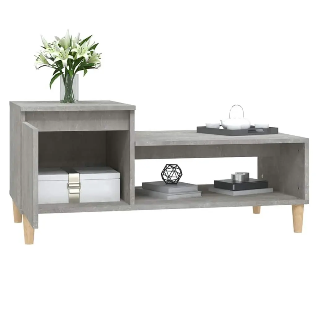 Coffee Table Engineered Wood Grey 100L x 50W x 45H cm Storage Compartment Shelf Living Room Accent