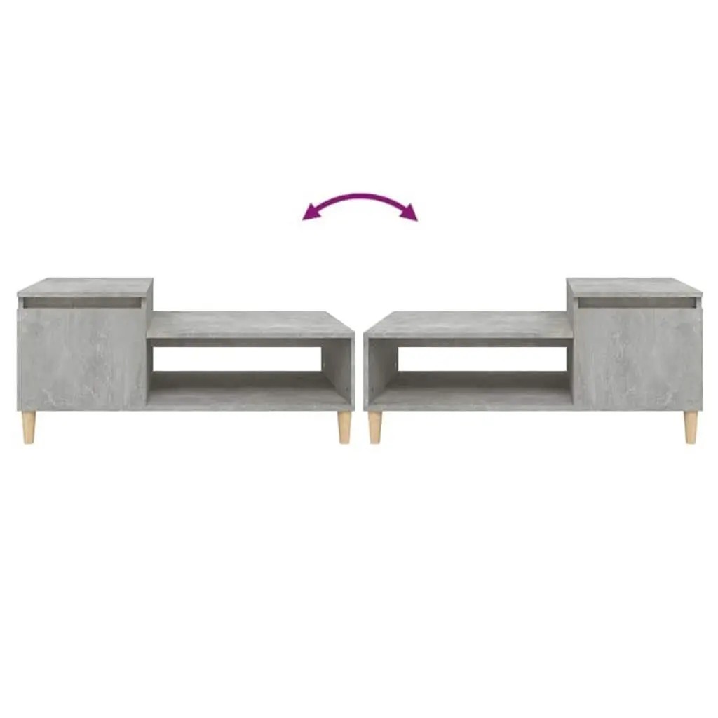 Coffee Table Engineered Wood Grey 100L x 50W x 45H cm Storage Compartment Shelf Living Room Accent
