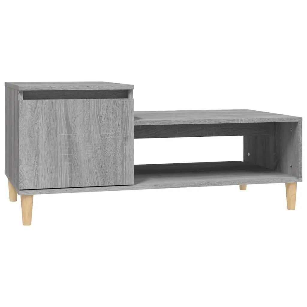 Coffee Table Grey Sonoma Engineered Wood with Storage Compartment Shelf Door