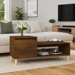 Brown Oak Coffee Table with Storage Options
