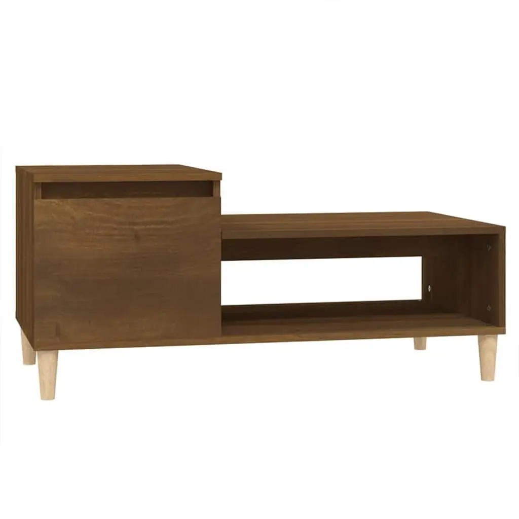 Coffee Table Engineered Wood 100 x 50 x 45 cm Brown Oak Storage Compartment