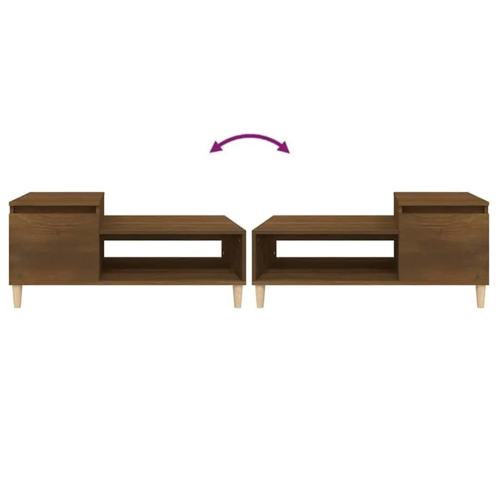Coffee Table Engineered Wood 100 x 50 x 45 cm Brown Oak Storage Compartment