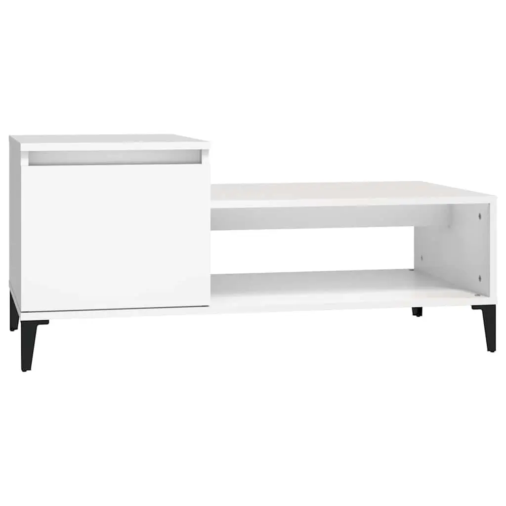 Coffee Table Engineered Wood 100L x 50W x 45H cm White Living Room Accent Furniture with Storage