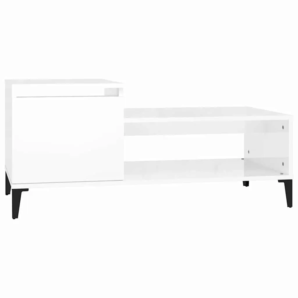 Coffee Table Engineered Wood High Gloss White 100 x 50 x 45 cm