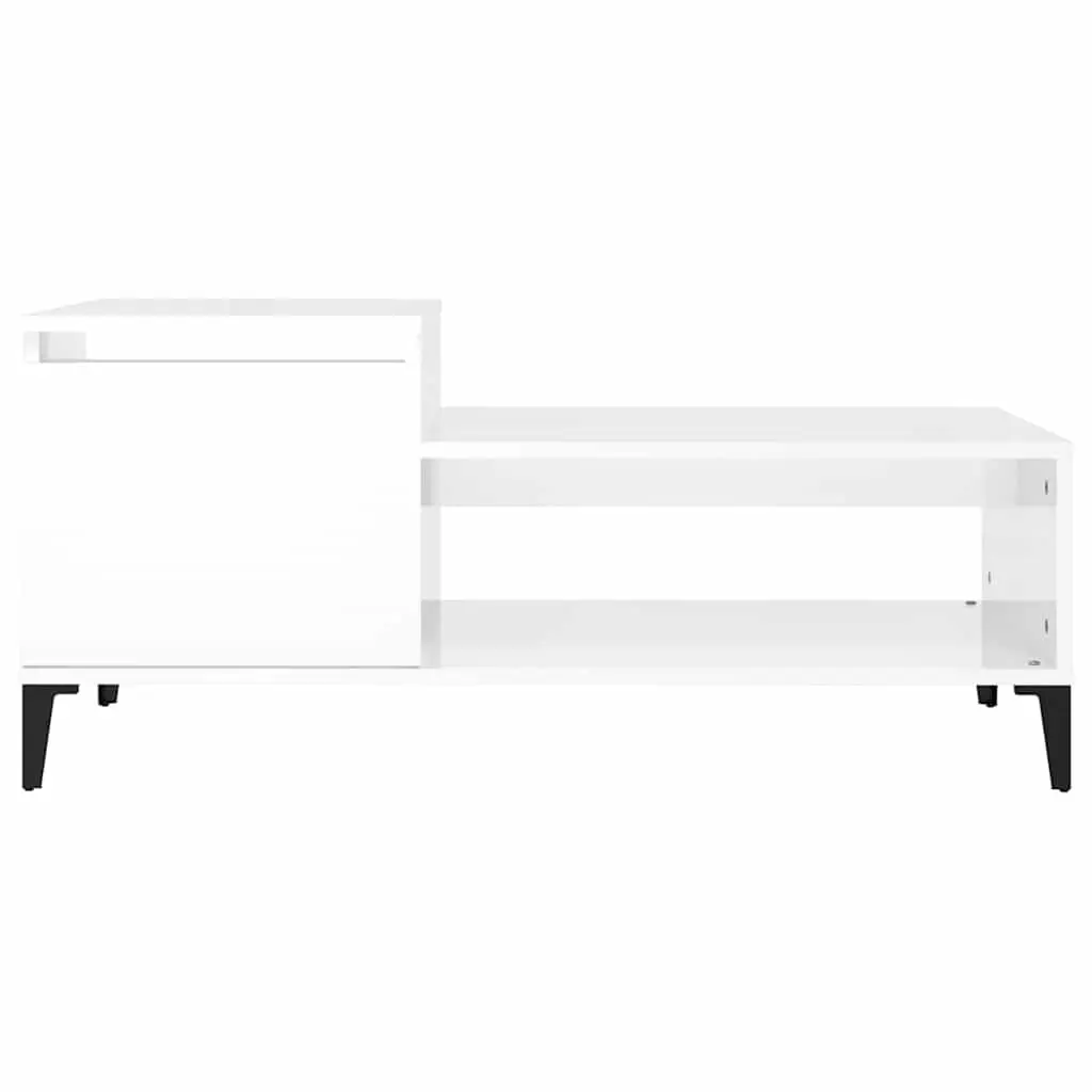 Coffee Table Engineered Wood High Gloss White 100 x 50 x 45 cm