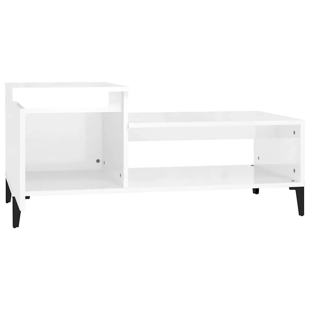 Coffee Table Engineered Wood High Gloss White 100 x 50 x 45 cm