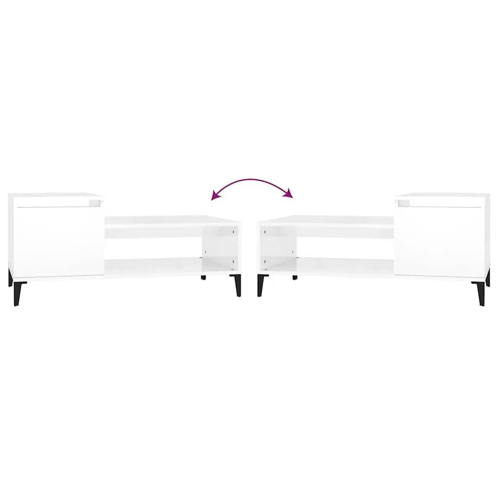 Coffee Table Engineered Wood High Gloss White 100 x 50 x 45 cm