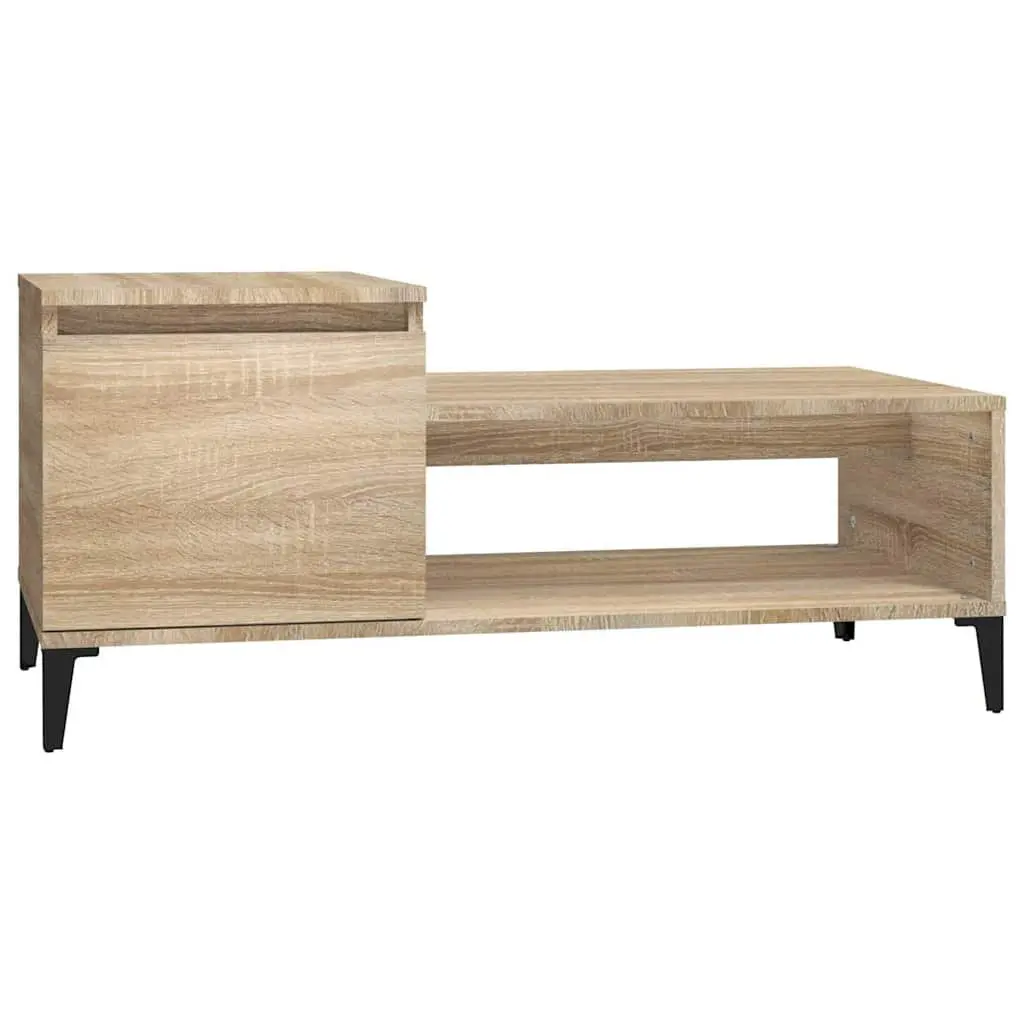 Coffee Table with Storage Compartment Shelf Brown Engineered Wood 100x50x45cm