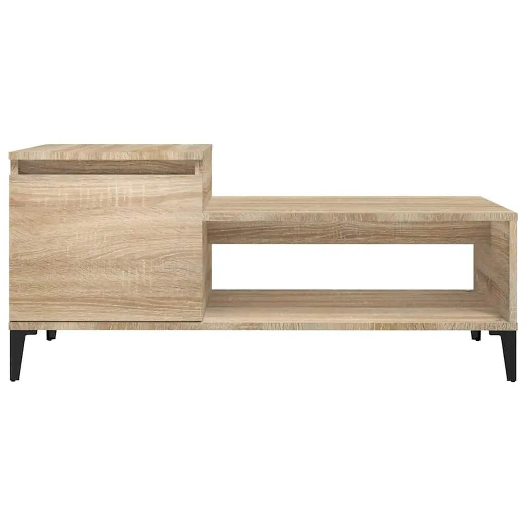 Coffee Table with Storage Compartment Shelf Brown Engineered Wood 100x50x45cm
