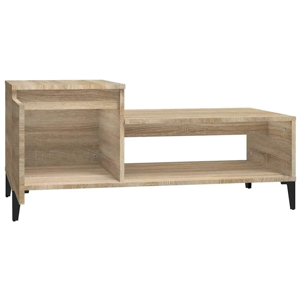 Coffee Table with Storage Compartment Shelf Brown Engineered Wood 100x50x45cm