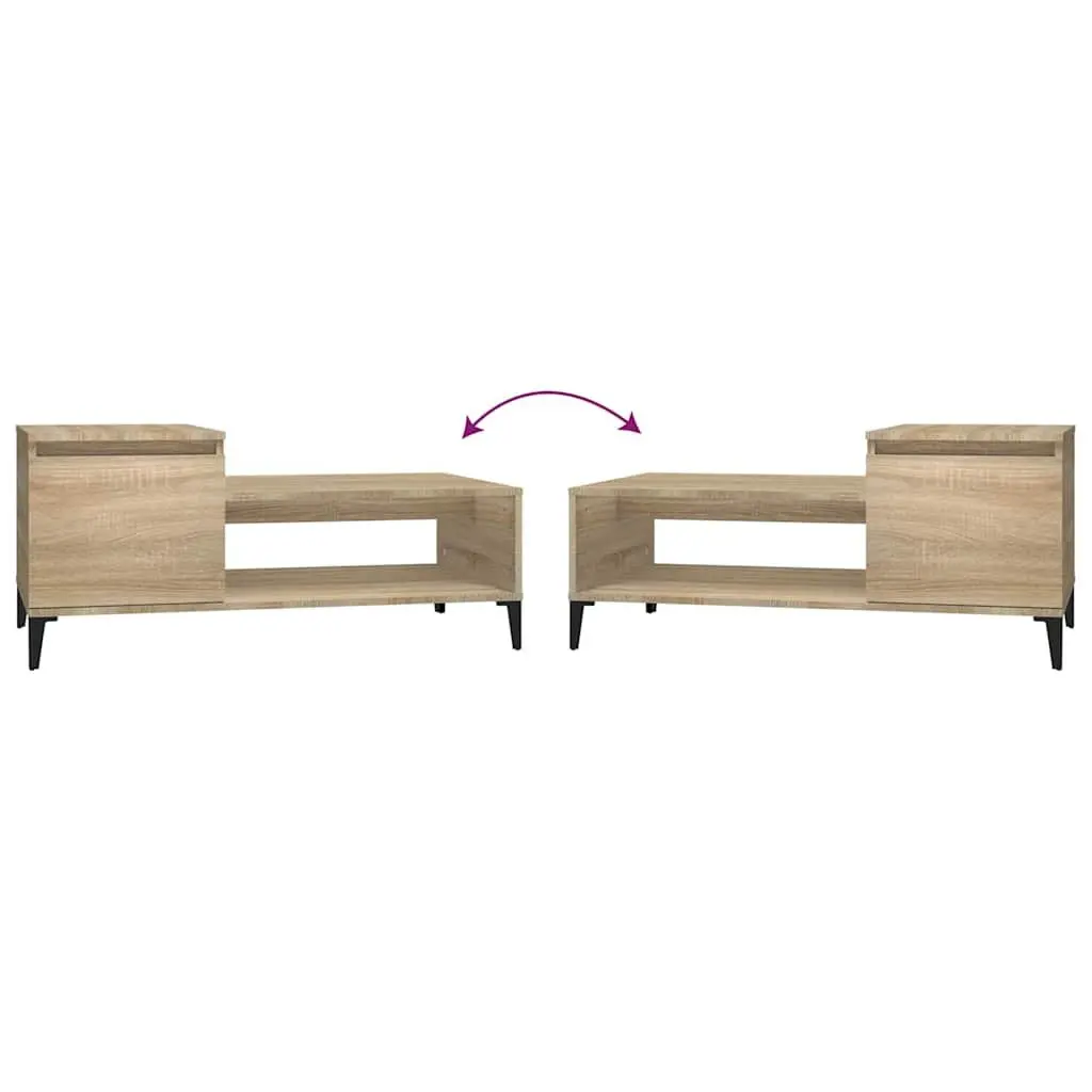Coffee Table with Storage Compartment Shelf Brown Engineered Wood 100x50x45cm