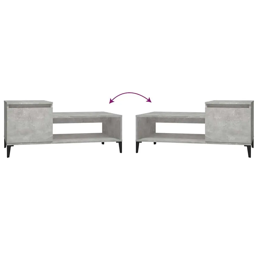 Coffee Table Grey Engineered Wood Storage Compartment Shelf Door 100x50x45cm