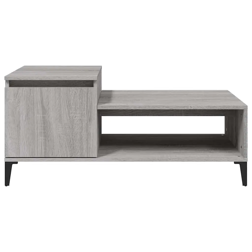 Coffee Table Engineered Wood 100cm Grey Sonoma with Storage Compartment Shelf and Door