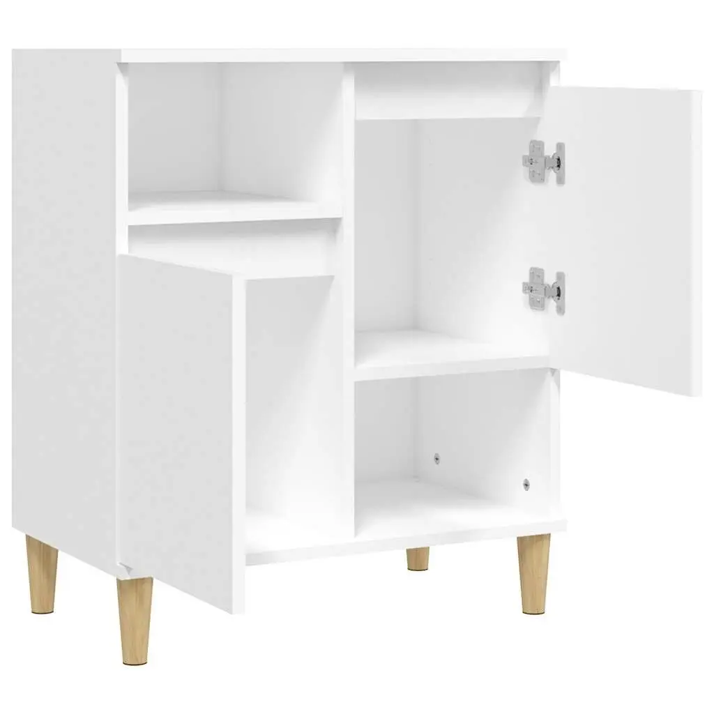 Sideboard Storage Cabinet Engineered Wood White 4 Compartments 2 Doors for Living Room Bedroom Kitchen Bathroom