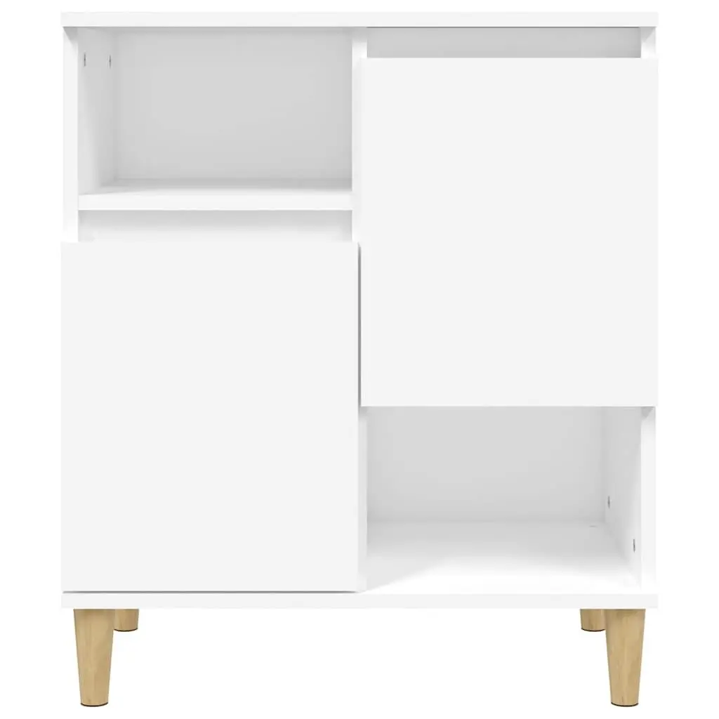 Sideboard Storage Cabinet Engineered Wood White 4 Compartments 2 Doors for Living Room Bedroom Kitchen Bathroom