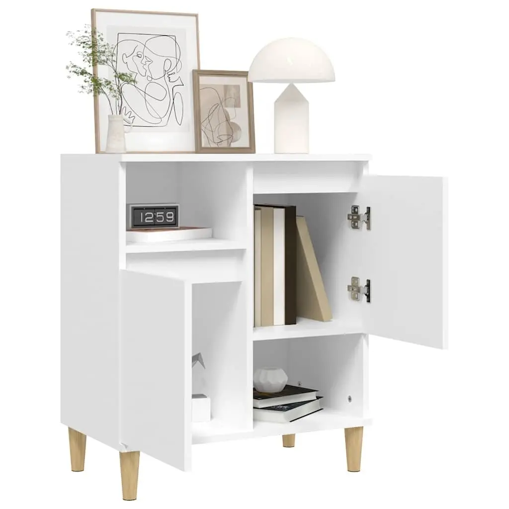 Sideboard Storage Cabinet Engineered Wood White 4 Compartments 2 Doors for Living Room Bedroom Kitchen Bathroom