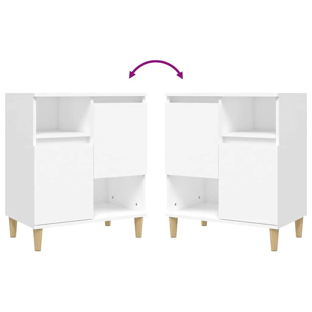 Sideboard Storage Cabinet Engineered Wood White 4 Compartments 2 Doors for Living Room Bedroom Kitchen Bathroom