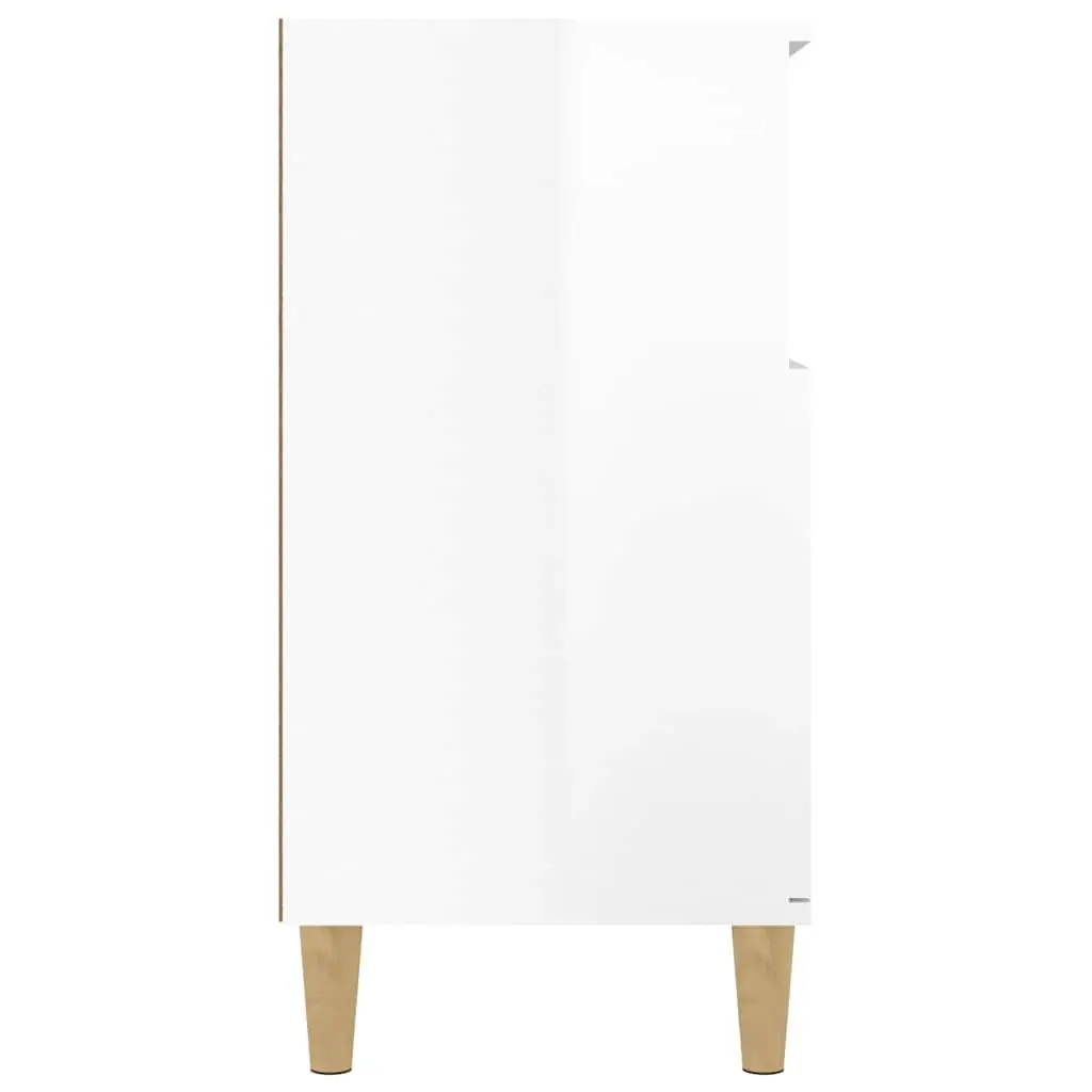Storage Cabinet Engineered Wood 60x35x70cm White High Gloss with 2 Doors and 4 Compartments