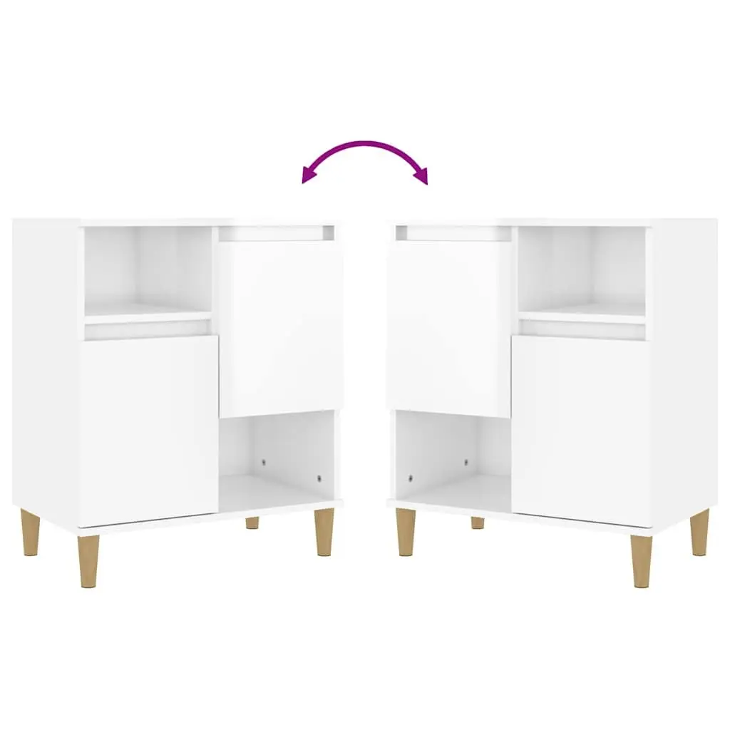 Storage Cabinet Engineered Wood 60x35x70cm White High Gloss with 2 Doors and 4 Compartments