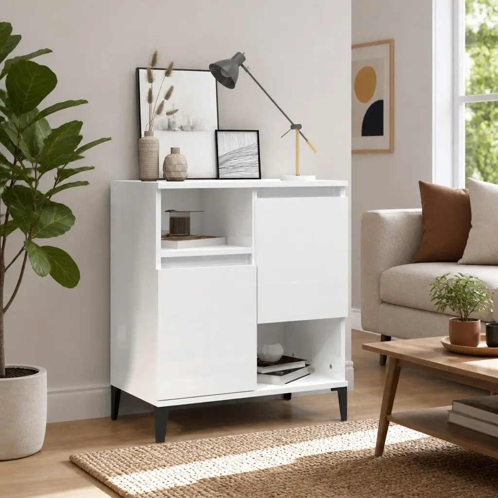 White Storage Cabinet with 4 Compartments