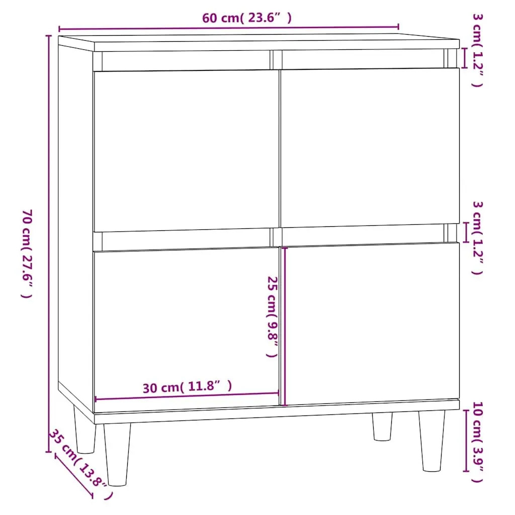 Sideboard White 60x35x70 cm Storage Cabinet Engineered Wood Buffet Furniture