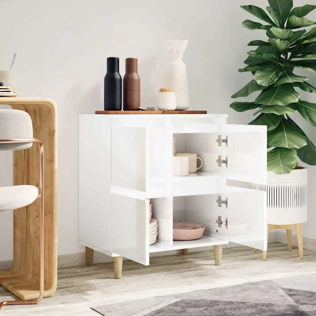 Sideboard Cabinet Engineered Wood 60x35x70cm High Gloss White