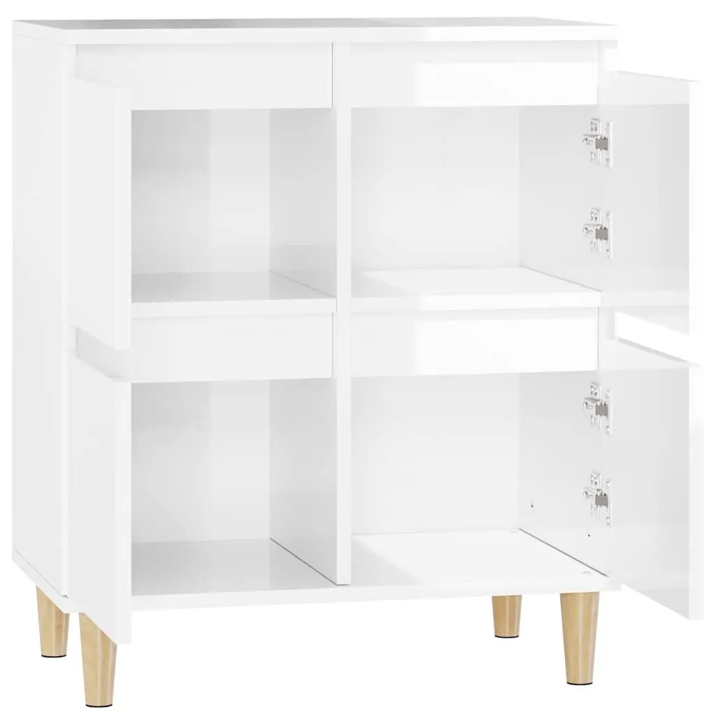 Sideboard Cabinet Engineered Wood 60x35x70cm High Gloss White