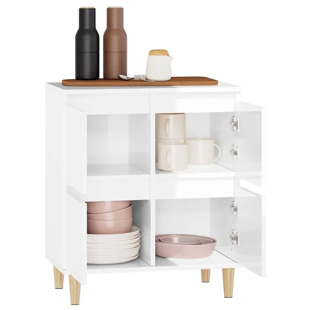 Sideboard Cabinet Engineered Wood 60x35x70cm High Gloss White