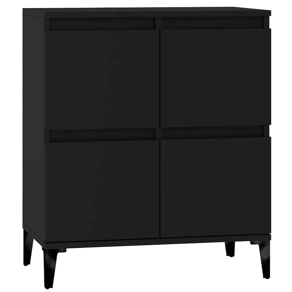 Black Sideboard Storage Cabinet Engineered Wood Buffet Furniture 70cm Height 60cm Width 35cm Depth