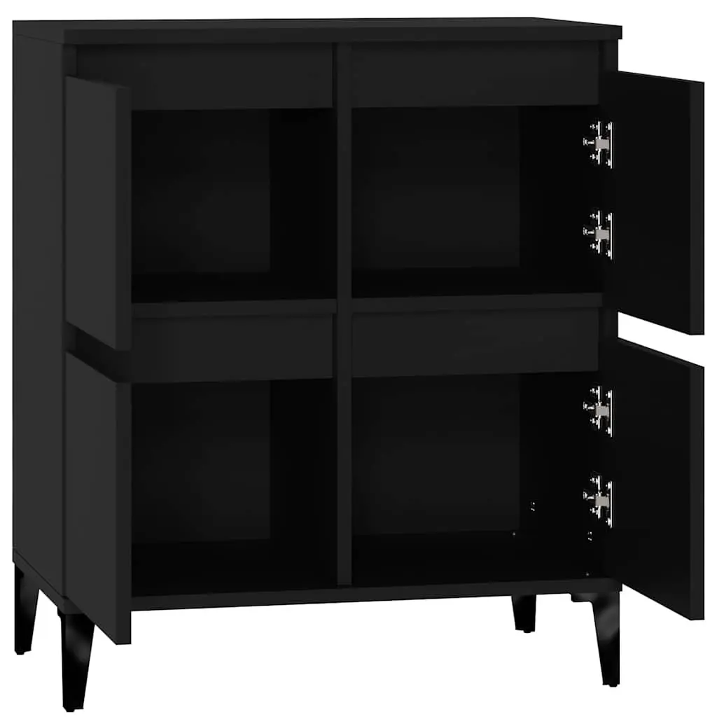 Black Sideboard Storage Cabinet Engineered Wood Buffet Furniture 70cm Height 60cm Width 35cm Depth