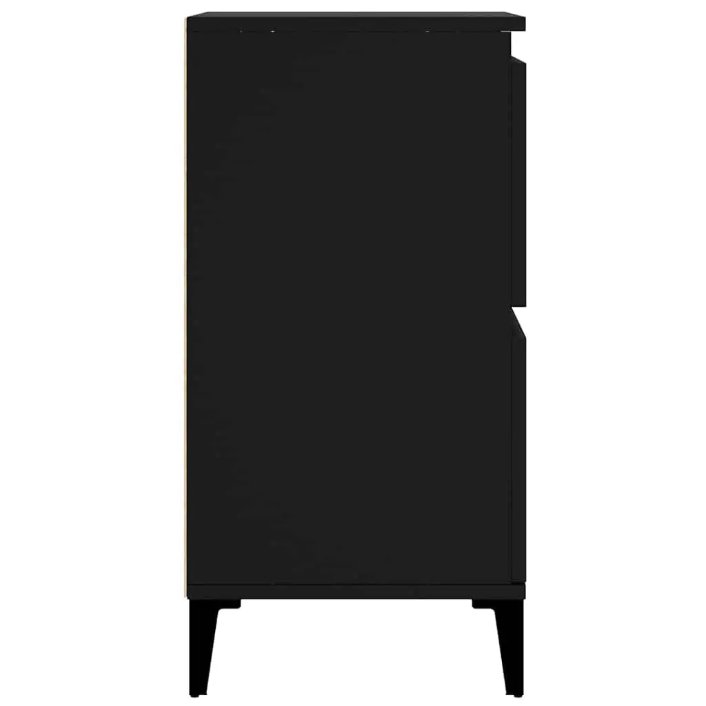 Black Sideboard Storage Cabinet Engineered Wood Buffet Furniture 70cm Height 60cm Width 35cm Depth