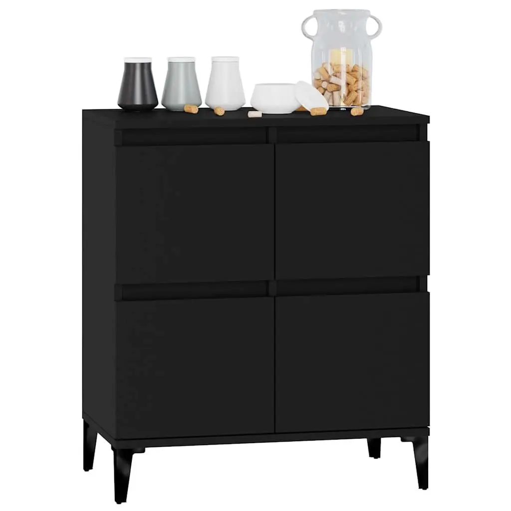 Black Sideboard Storage Cabinet Engineered Wood Buffet Furniture 70cm Height 60cm Width 35cm Depth