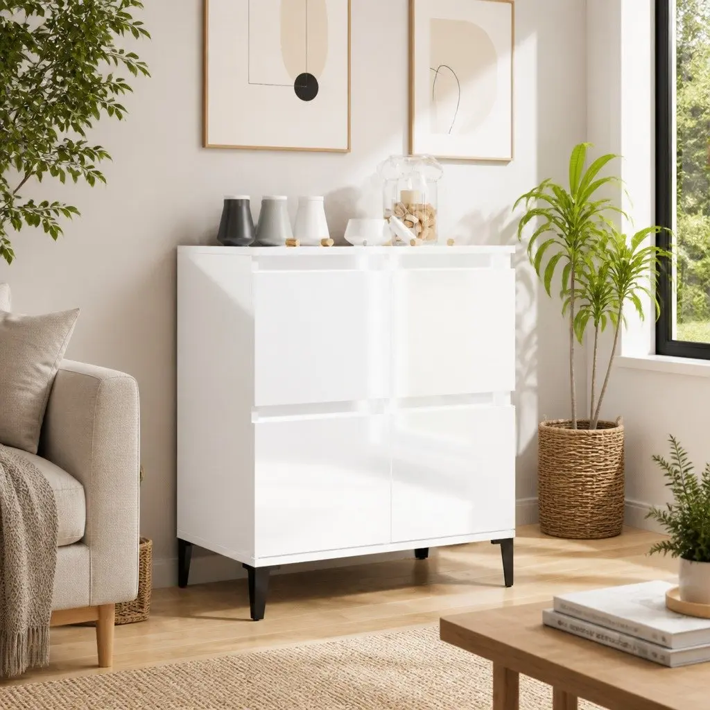 White High Gloss Sideboard for Home Use
