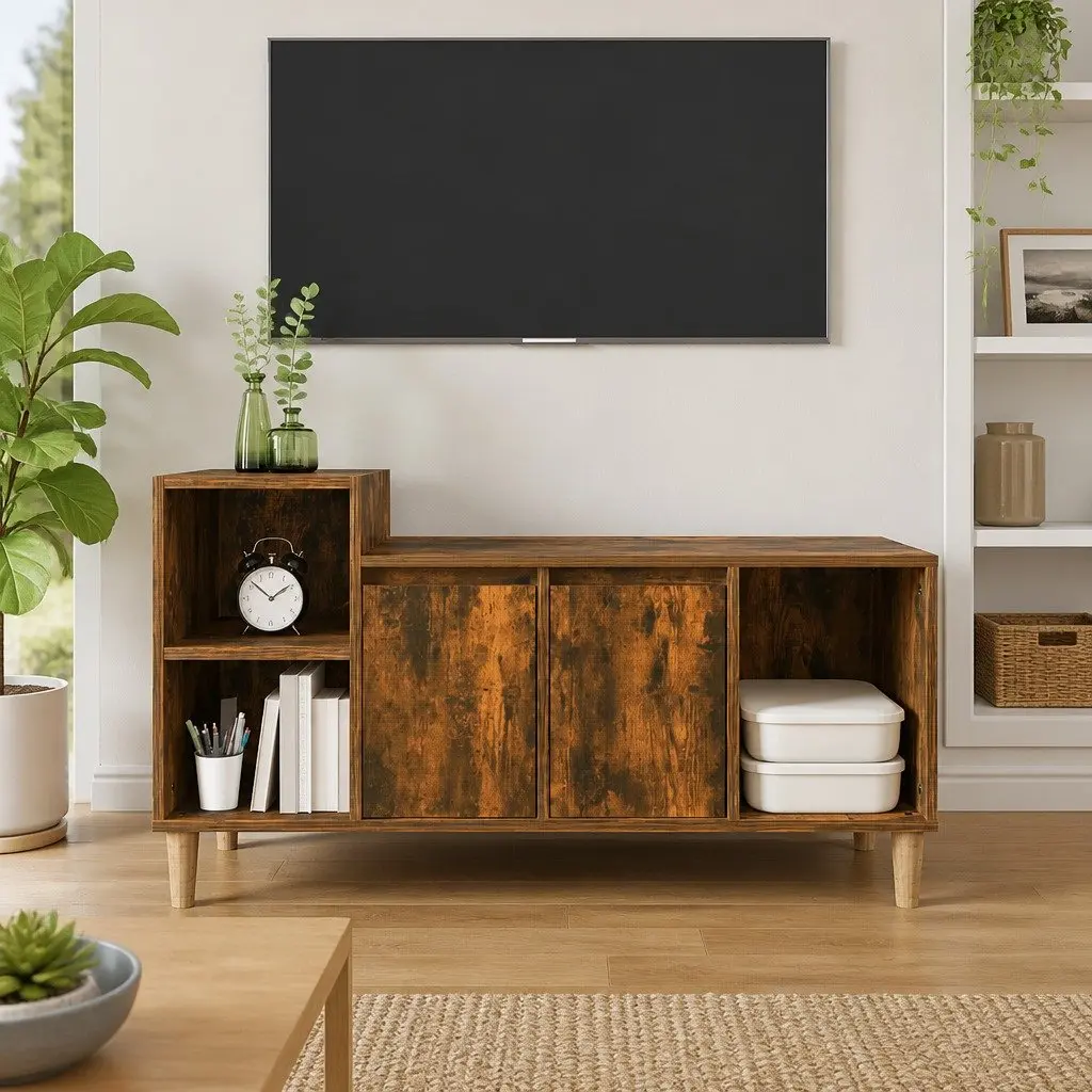 TV Cabinet Engineered Wood 100x35x55cm Smoked Oak