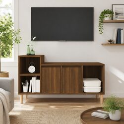 Versatile Brown Oak TV Cabinet for Media Storage