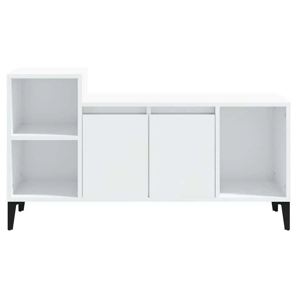 TV Cabinet Engineered Wood 100cm White High Gloss Media Storage Unit