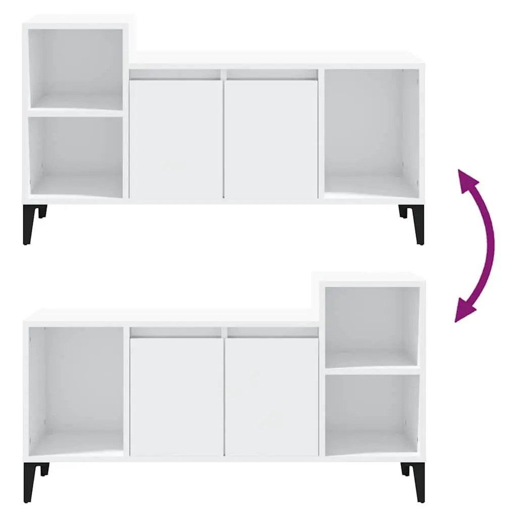 TV Cabinet Engineered Wood 100cm White High Gloss Media Storage Unit