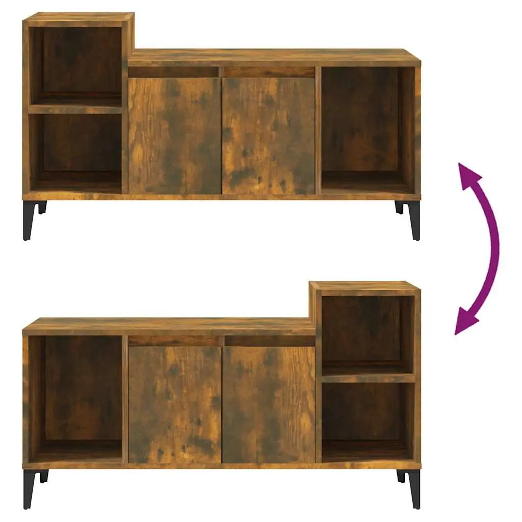 TV Cabinet Media Storage Unit with Doors Compartments Brown Living Room