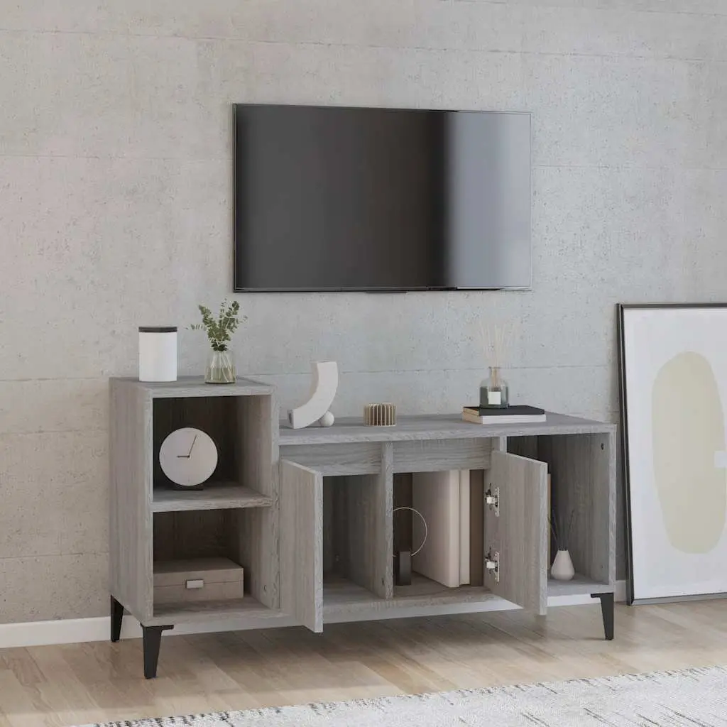 TV Cabinet Engineered Wood 100x35x55cm Grey Storage Unit Media Console