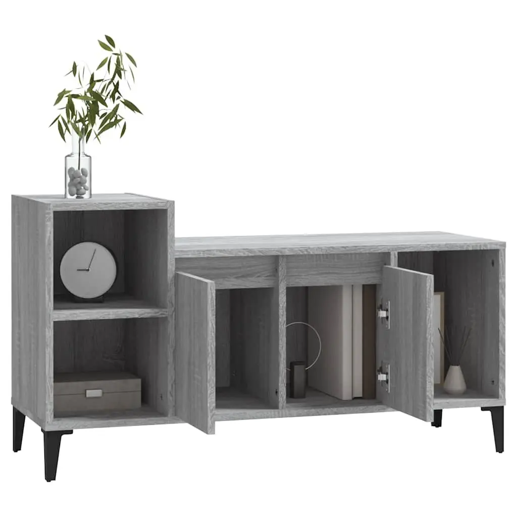 TV Cabinet Engineered Wood 100x35x55cm Grey Storage Unit Media Console