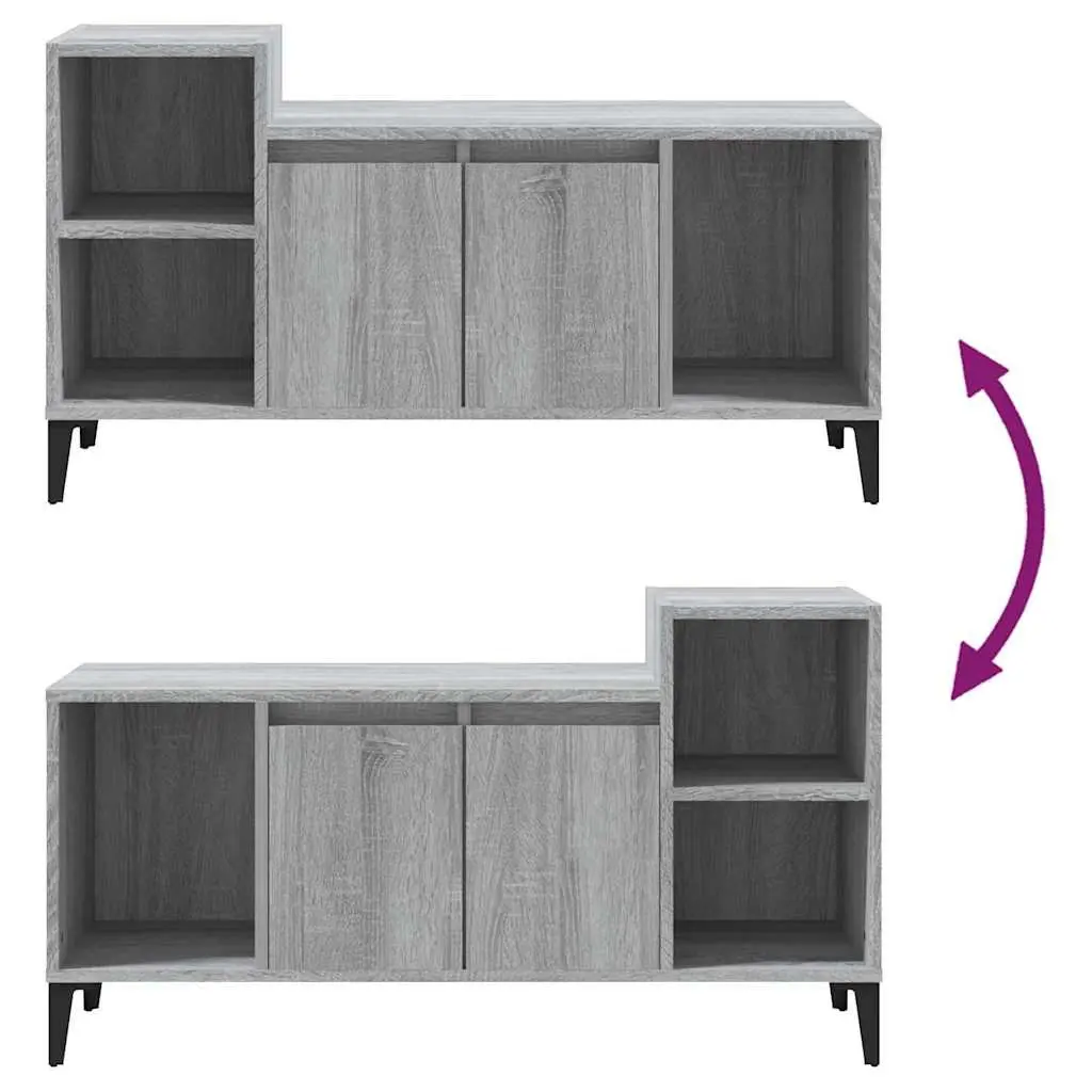 TV Cabinet Engineered Wood 100x35x55cm Grey Storage Unit Media Console