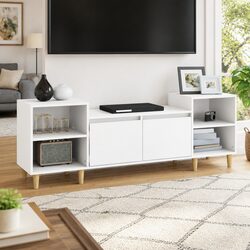 TV Cabinet White 160x35x55 cm Engineered Wood Media Unit Storage Compartments