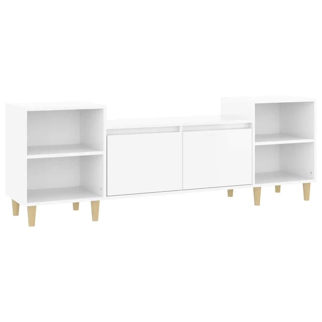 TV Cabinet High Gloss White Media Unit Storage 6 Compartments Engineered Wood