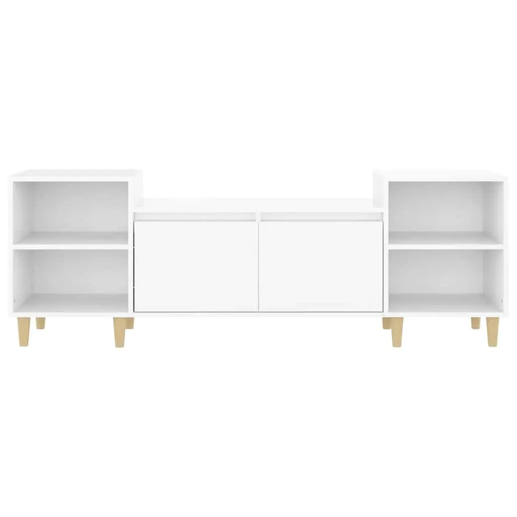 TV Cabinet High Gloss White Media Unit Storage 6 Compartments Engineered Wood
